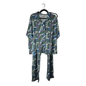 Vera Bradley Short Sleeve 2 Piece Pajama Set Size M Blue Paisley Floral Pattern